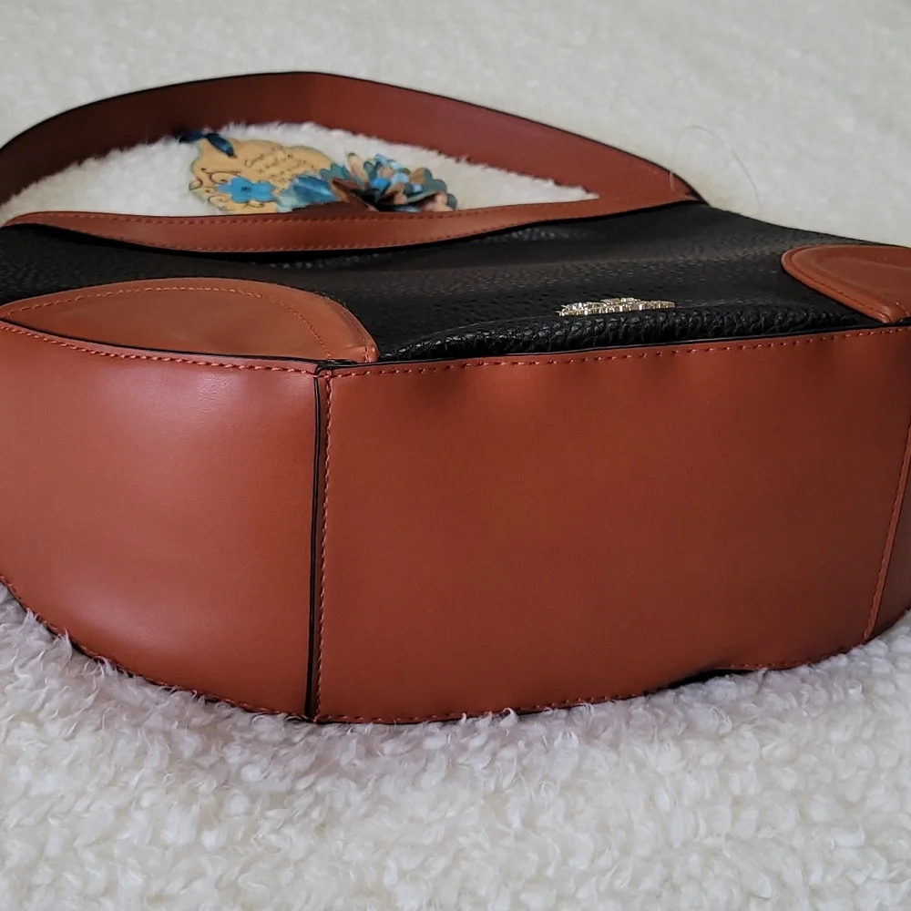 NEW Shoulder Bag Jones New York Signature Color Block Pebbled Faux Leather 2Tone